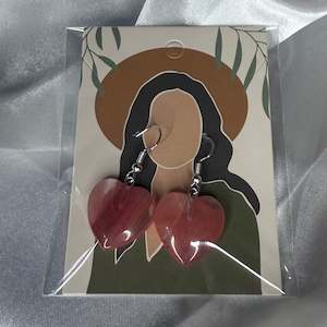 Earrings: Strawberry Quartz Heart Earrings