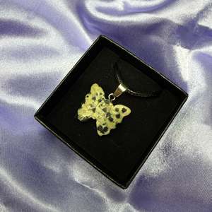 Snowflake Jasper Carved Butterfly Necklace