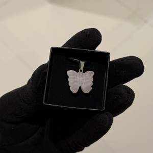 Necklaces: Rose Quartz Carved Butterfly Necklace