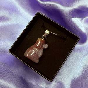 Rhodonite Carved Dog Necklace