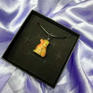 Necklaces: Unakite Carved Dog Necklace