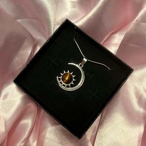 Necklaces: Tigers Eye Moon Crescent Pendant