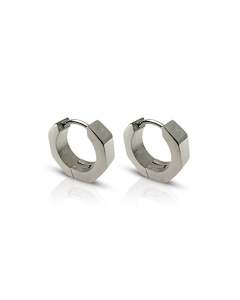 Ever Jewellery Momentum Geometric Huggie Earrings - Silver