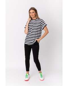 On Sale: Alexandra Sanford Tee - Black & White Stripe