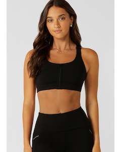 Tops: Lorna Jane Easy Zip On Max Support Sports Bra - Recycled Black