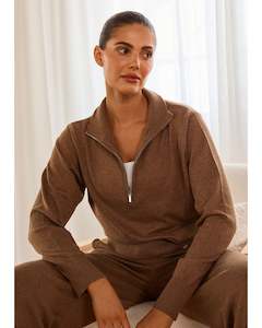 Tops 1: Abi & Joseph Cosy Up 1/4 Zip Knit - Chai