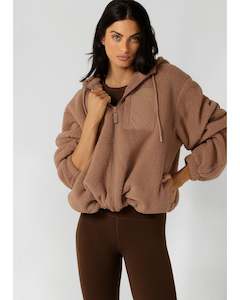 Jackets: Lorna Jane Teddy Zip Through Hoodie - Walnut
