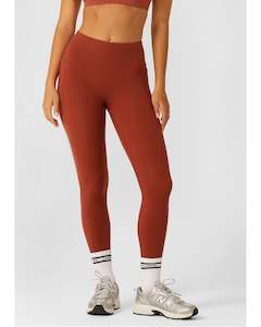 Lorna Jane Amy No Ride Phone Pocket Ankle Biter Tech Leggings - Dark Spice