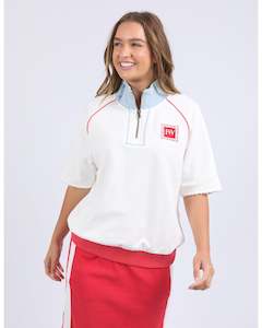 Foxwood Piped Zip Crew - Vintage White