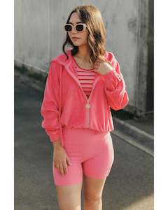 Rose Road Emery Hoodie - Pink Fizz Velour