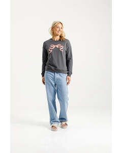 Home Lee Camilla Crew - Graphite with Blossom Berry Bow