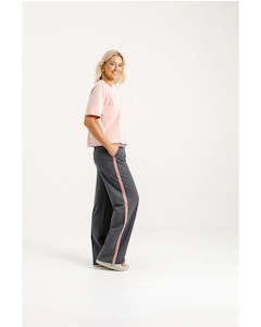 Home Lee Palazzo Pants - Graphite with Blossom Tape