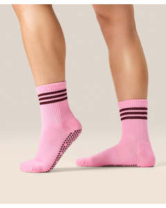 Move Active Crew Non Slip Grip Socks - Pink Paloma