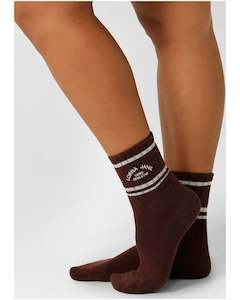 Lorna Jane Lotus Crew Socks - Truffle & Porcelain