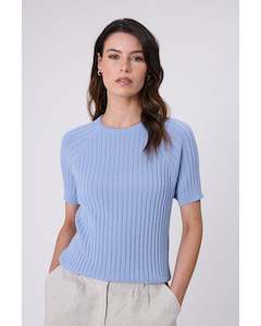 Marlow Wisp Knit Tee - Blue Smoke