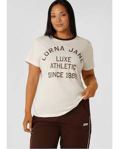 Sale: Lorna Jane Lotus Heritage Ringer T-Shirt - Porcelain