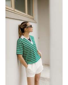 Rose Road Relax Polo - Kelly Stripes