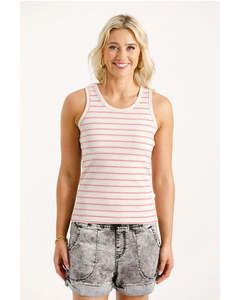 Tanks: Home Lee Bobby Singlet - Ivory Bloom Stripes