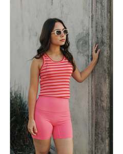 Tanks: Rose Road Sonny Singlet - Berry Stripes