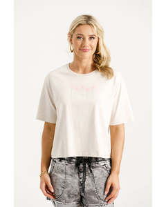 Tee Shirts: Home Lee Becky Tee - Ivory with Blossoms