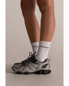 Underwear: Hyperluxe Crew Socks - White