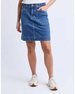 Elm Atlas Denim Skirt - Dark Blue