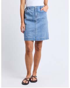 Elm Birdie Denim Skirt - Light Blue Wash