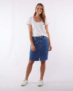 Skirts: Elm Chloe Denim Skirt - Mid Blue