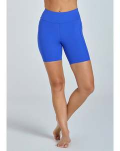 Abi & Joseph Run Swim Active Dual Pocket Mid Thigh Short - Bliss Blue