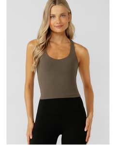Lorna Jane Liberty Bra Tank Combo - Dark Khaki Haze