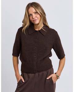 Foxwood Fernie Button Knit - Coffee Bean