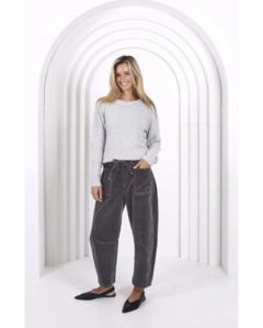 Pants: Monaco Jeans Leo Corduroy Barrel  - Smoked Charcoal
