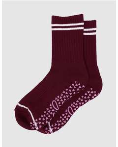 Underwear: Elm College Rib Socks - Plum/White