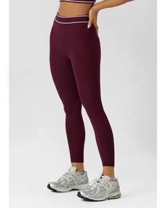 Bottoms: Lorna Jane All Star Luxe Rib A/B Leggings - Plum Red
