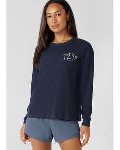 Lorna Jane Everyday Ease Waffle Long Sleeve T-Shirt - Platinum Navy