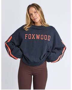Hoodies Crews: Foxwood Elevated Sunday Crew - Navy/Orange