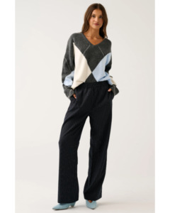 Cartel & Willow Jett Pant - Charcoal Pinstripe