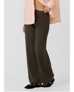 Pants: LJ Ultra Plush Luxe Rib Wide Leg Pants - Dark Khaki Haze