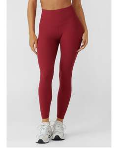 Bottoms: Lorna Jane Irresistible Rib Ankle Biter Leggings - Cherry