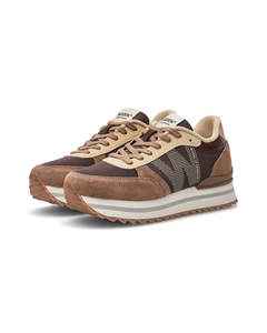 Footwear: Woden Ronja Plateau Sneaker - Chocolate Multi