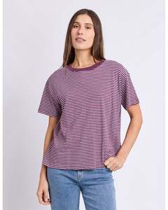 Foxwood Hutch Short Sleeve Tee - Plum Stripe