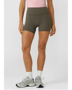 Shorts: Lorna Jane Liberty14cm Bike Shorts - Dark Khaki Haze