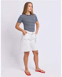 Tee Shirts: Foxwood Leona Rib Tee - Navy