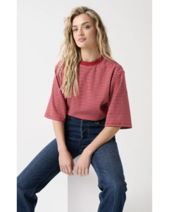 Tee Shirts: Cartel & Willow Hallie Tee - Red Stripe