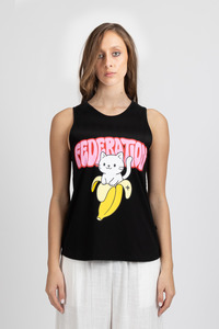 Womens Tee Tanks: Ranger Singlet - Banana Cat