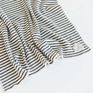 Charcoal Stripes Wool Baby Blanket