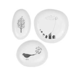 Birdhouse Wonderland set of 3 bowls