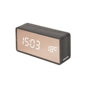 Copper Mirror LED Alarm Clock Black Wood