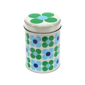 Canister Storage Tin Blue & Green Daisy