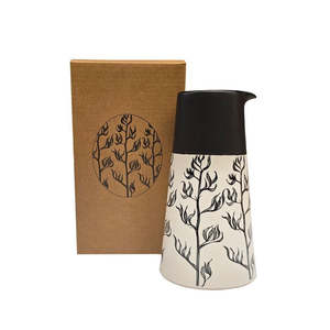 Homewares: Harakeke Black on White Jug